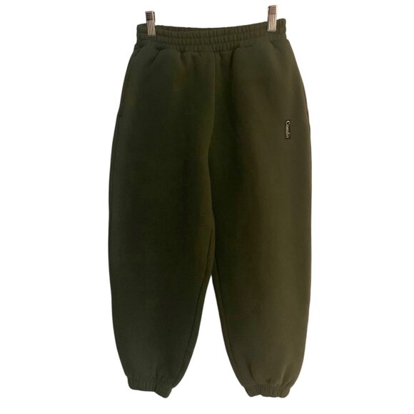 COMFRT Solid Olive Green Kid's Full Length Jogger Sweatpants Size Medium (9-10) - Picture 3 of 9